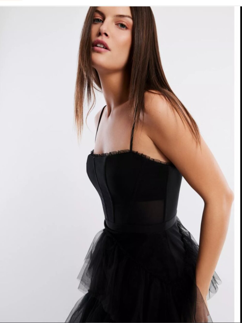 NWT BCBGMAXAZRIA Black Tulle Corset Essential Oly Gown size 2